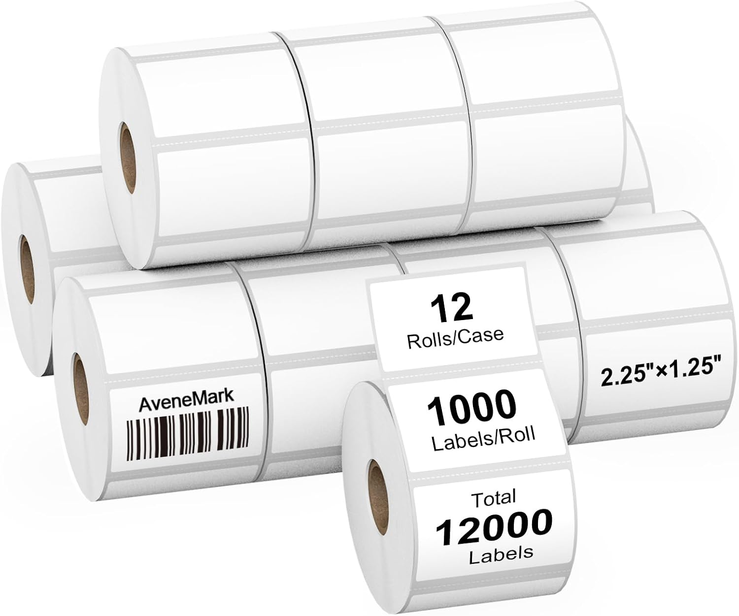 2.25x1.25 bulk thermal labels 12 rolls