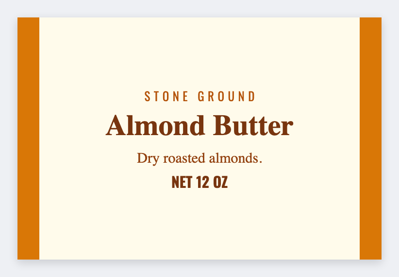 Almond butter sample from the free label maker