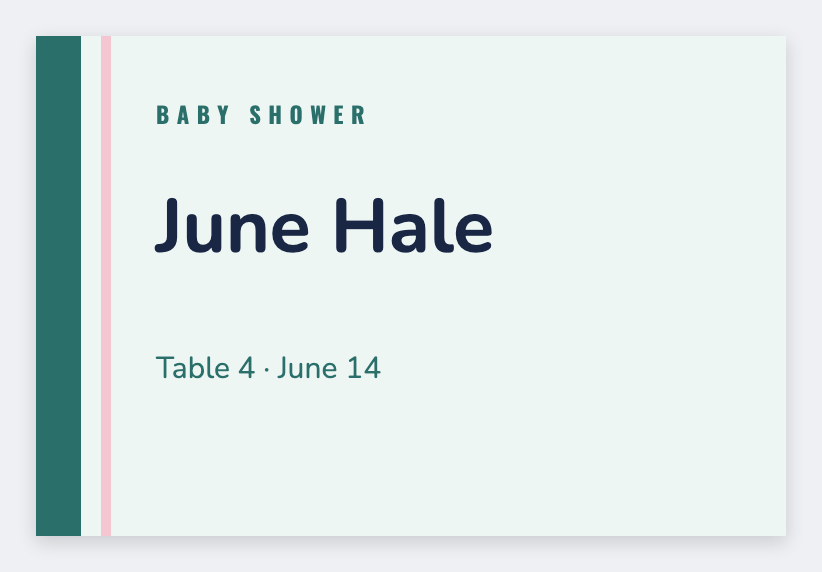 Baby shower place card