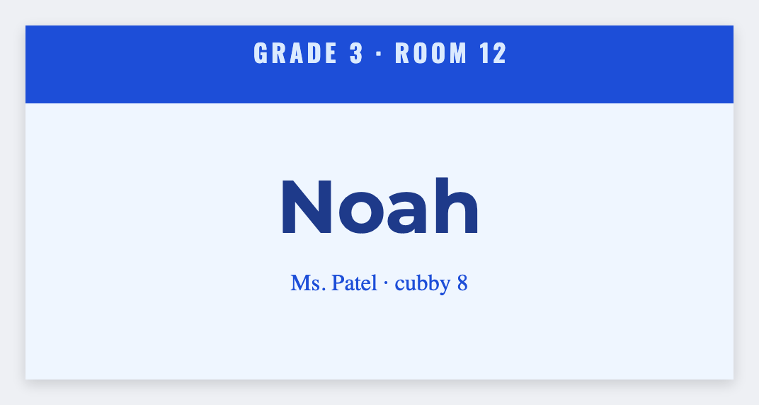 Back to school sample from the free label maker
