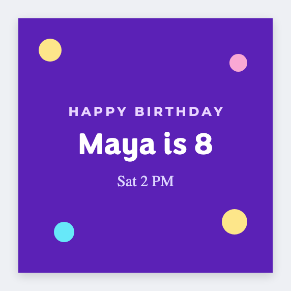 Birthday sample from the free label maker