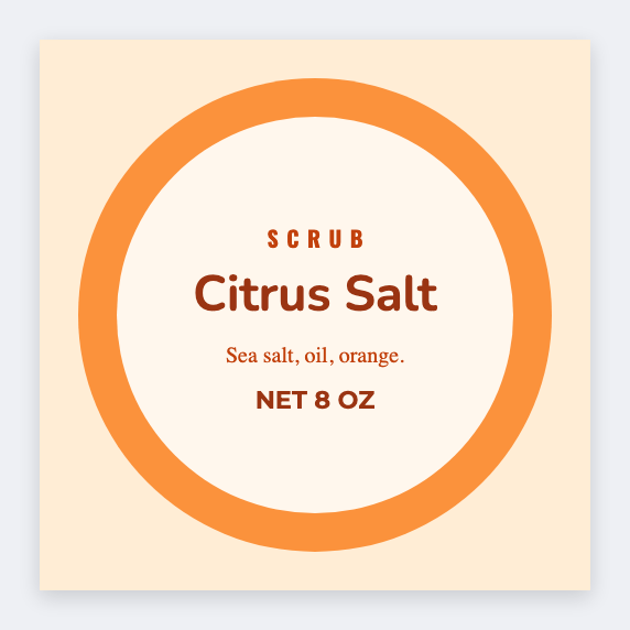 Body scrub sample from the free label maker