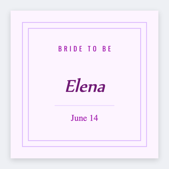 Bridal shower sample from the free label maker