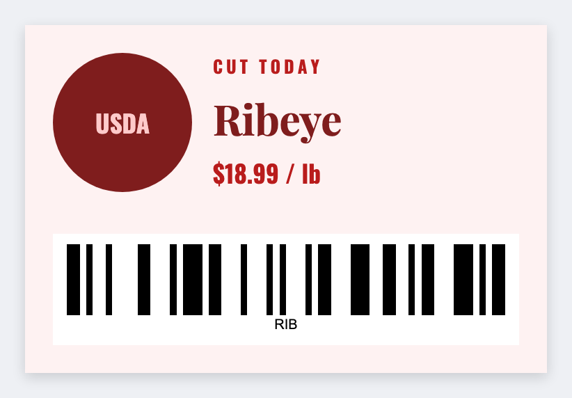 Butcher sample from the free label maker