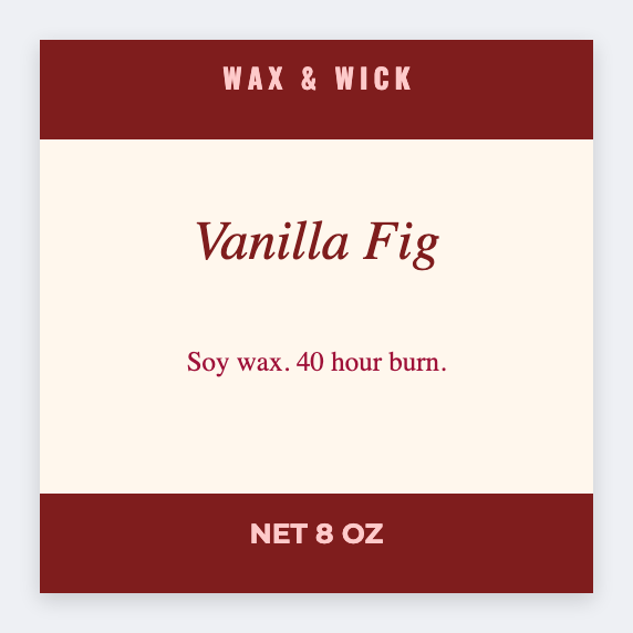 Candle sample from the free label maker
