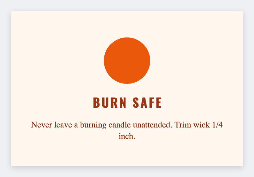 Candle warning sample from the free label maker