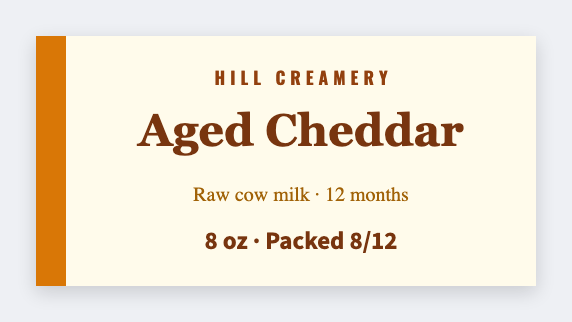 Cheese wedge sample from the free label maker