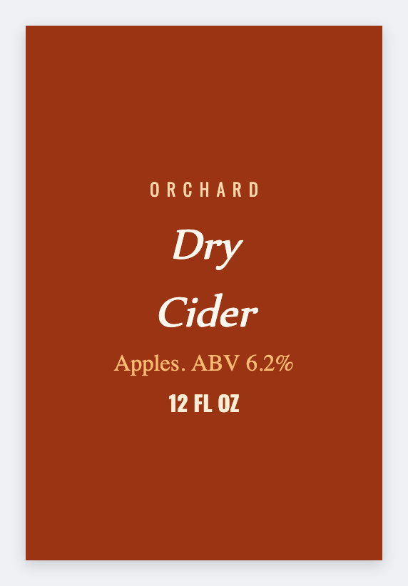 Hard cider sample from the free label maker