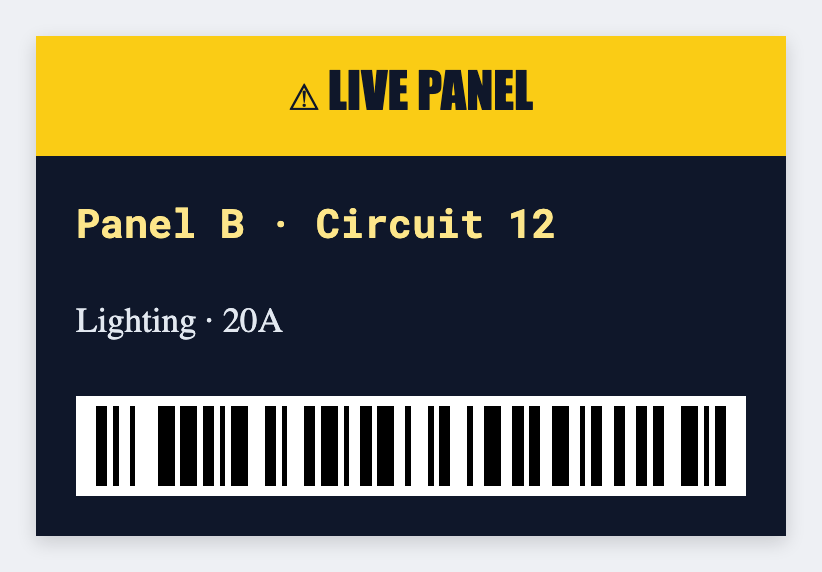 Electrician sample from the free label maker