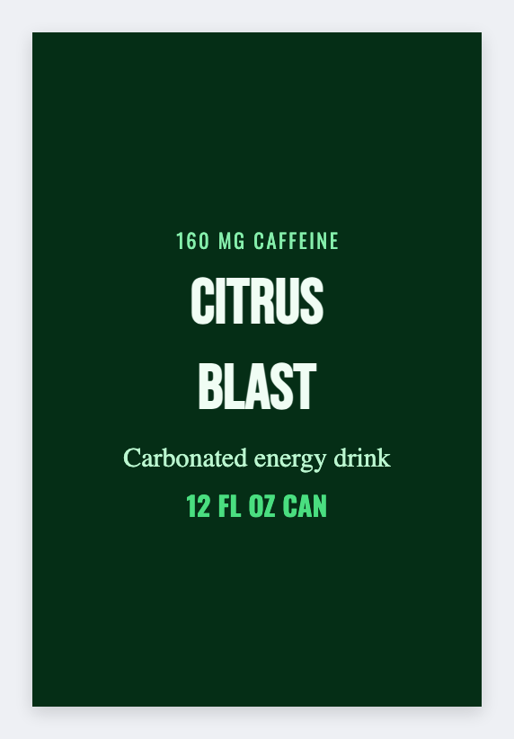Energy drink sample from the free label maker