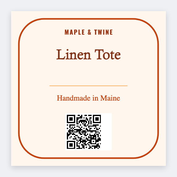 Etsy product sticker sample from the free label maker