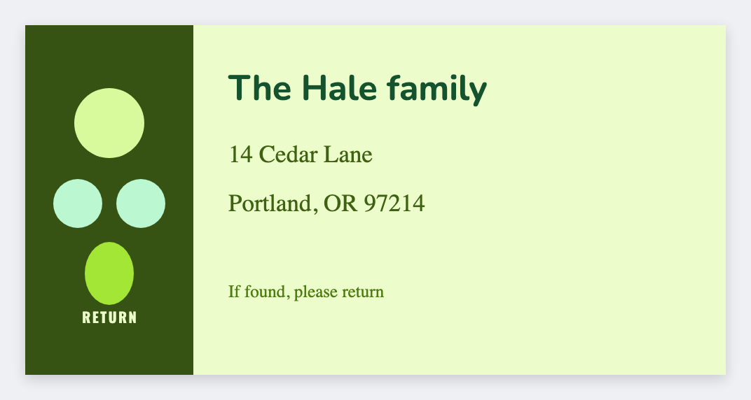Family address label