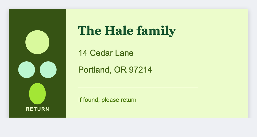 family address sample from the free label maker