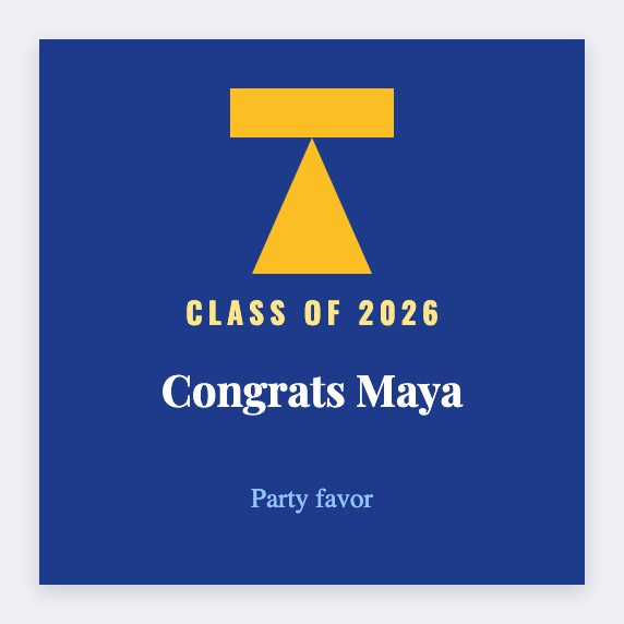 Graduation sample from the free label maker