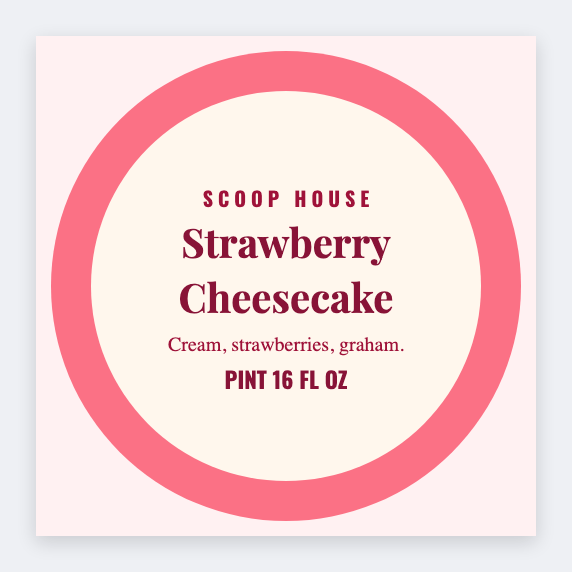 Ice cream pint sample from the free label maker
