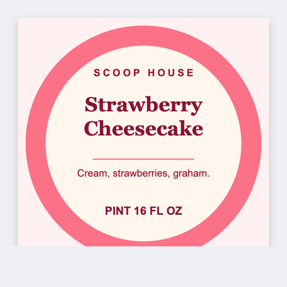 Ice cream pint sample from the free label maker