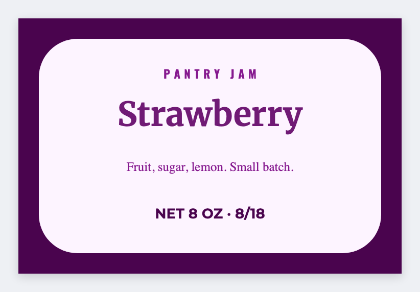 Jam jar sample from the free label maker