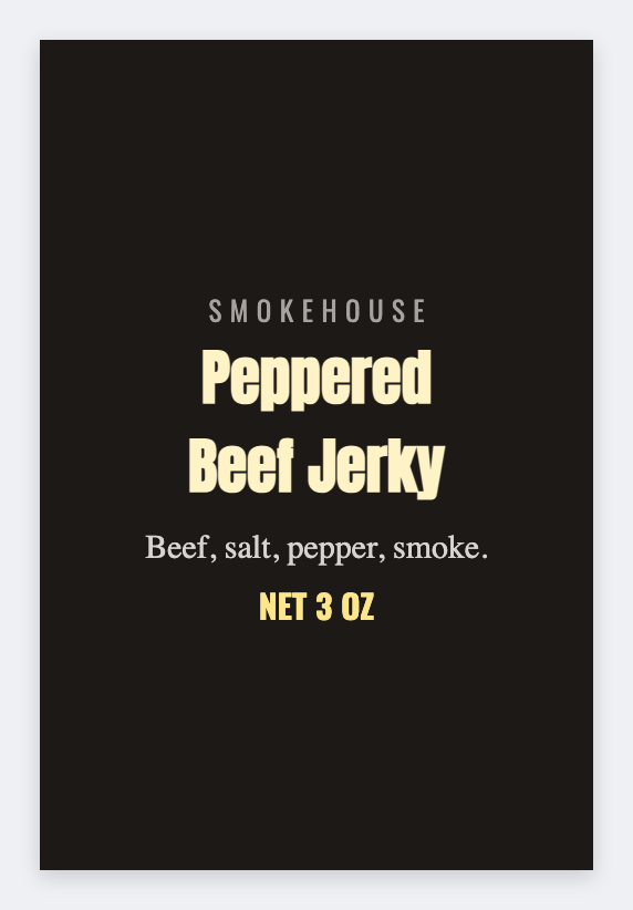 Jerky sample from the free label maker