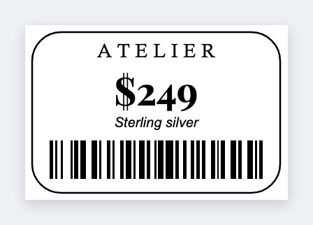 Jewelry tag sample from the free label maker