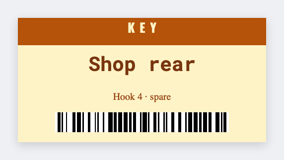 Key tag sample from the free label maker