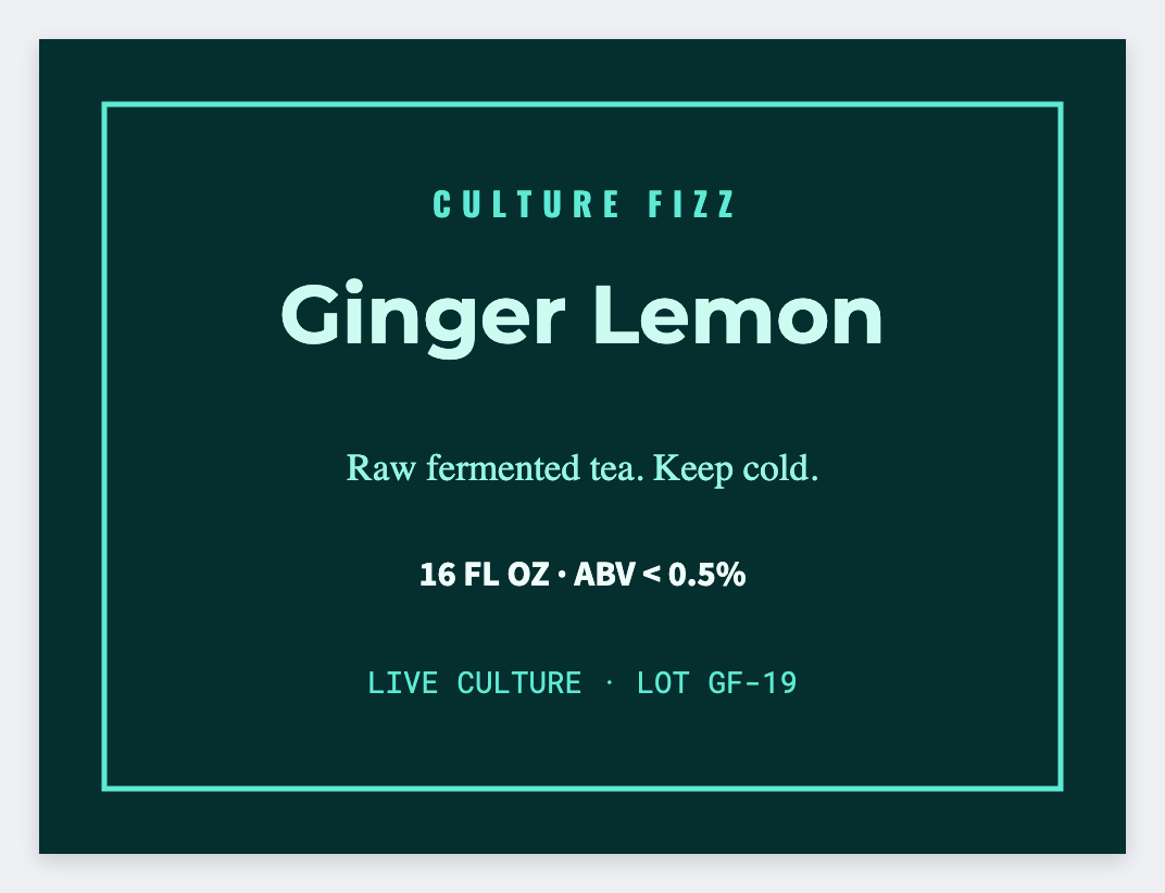 Kombucha sample from the free label maker