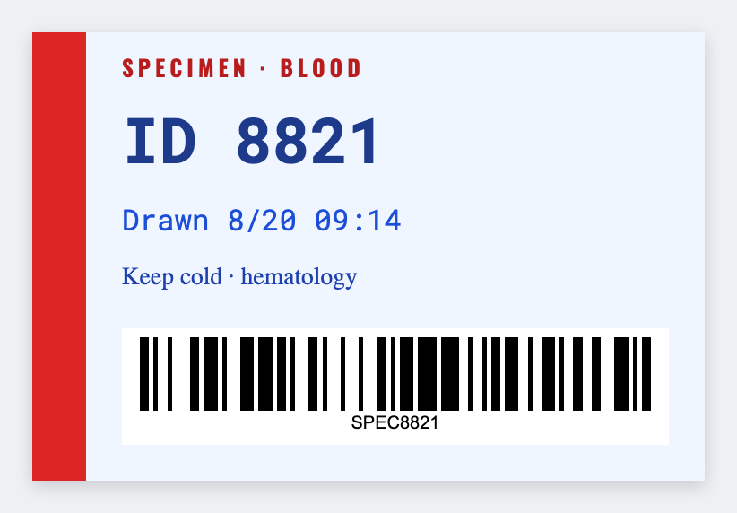 Lab sample sample from the free label maker