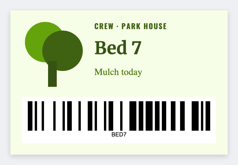 Landscaping sample from the free label maker