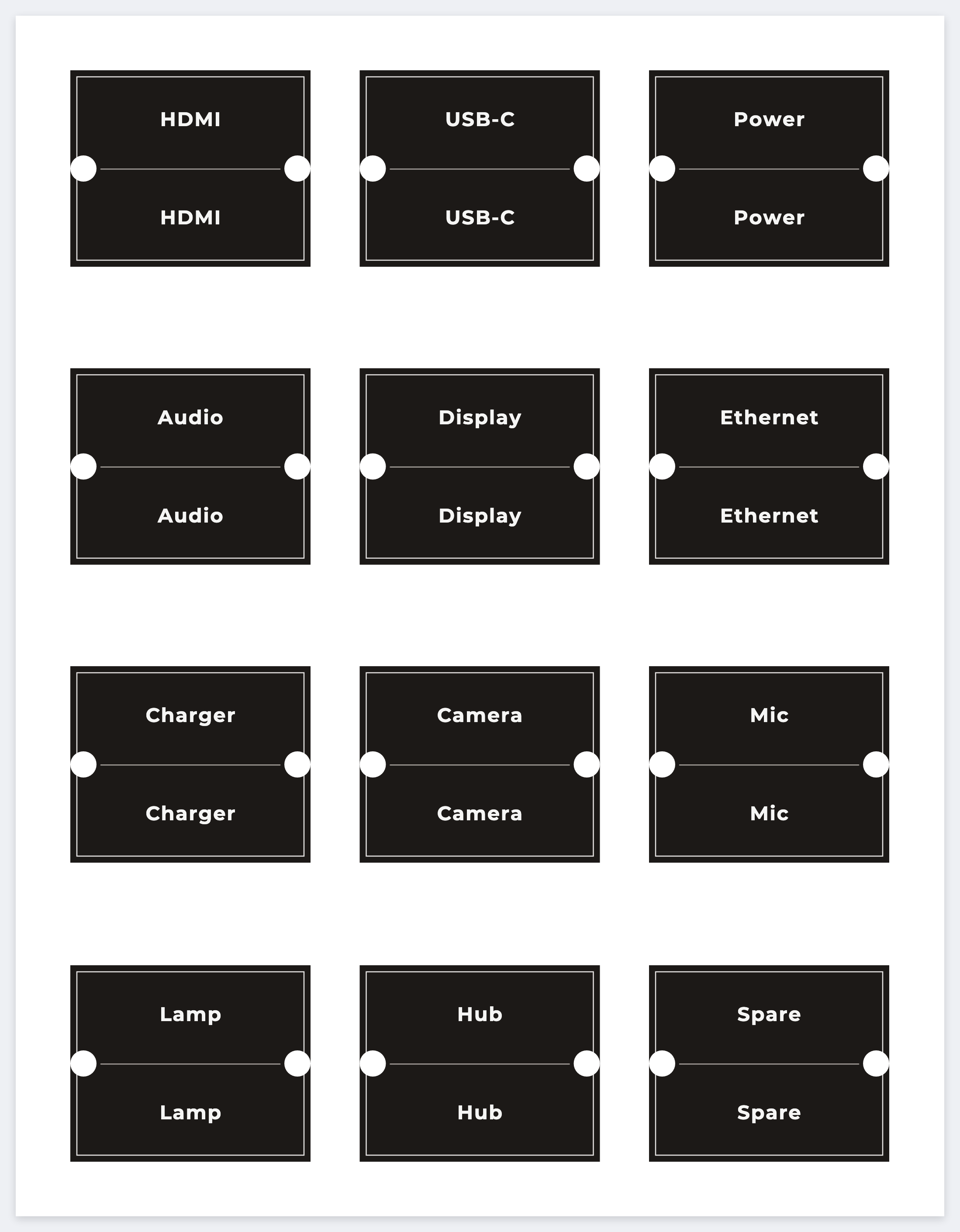 Twelve cable flags on a letter page