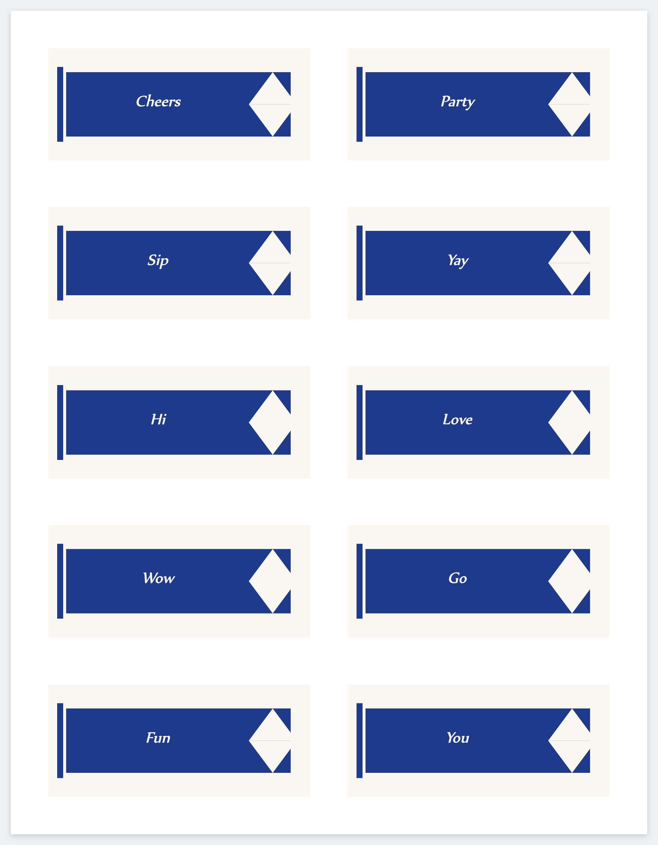 Ten straw flags on a letter page