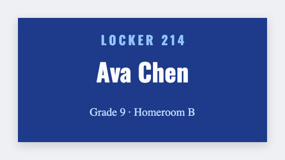 Locker label sample from the free label maker