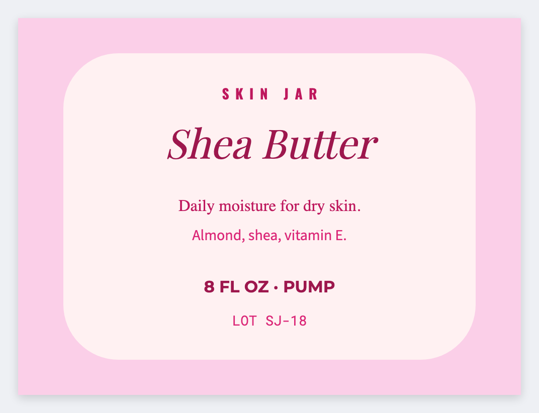 Lotion sample from the free label maker