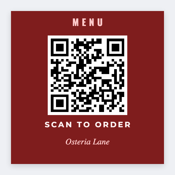 Menu QR sample from the free label maker