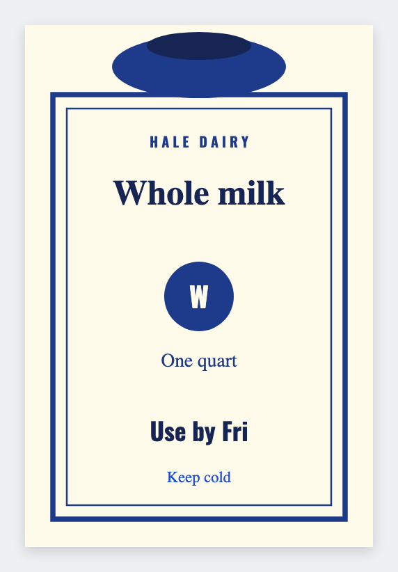 Milk bottle label