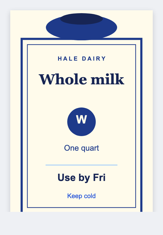 milk bottle sample from the free label maker
