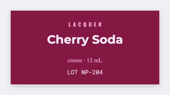 Nail polish sample from the free label maker
