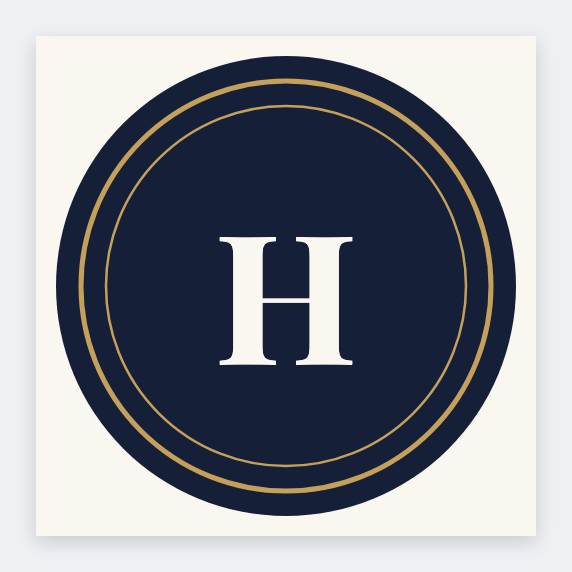 Navy gold monogram seal