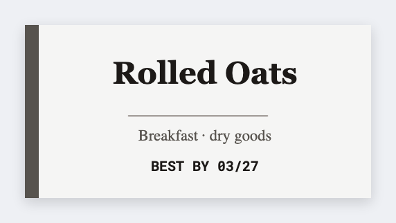 Pantry label sample from the free label maker