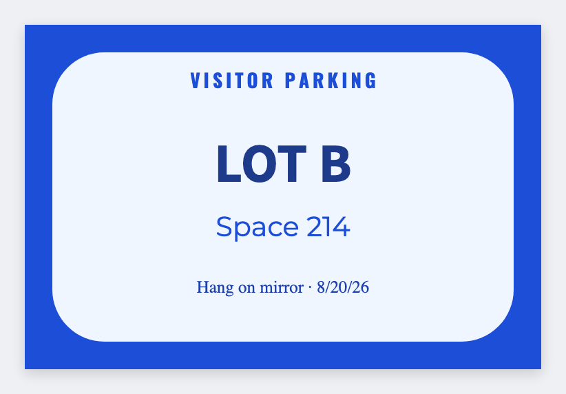 Parking permit sample from the free label maker