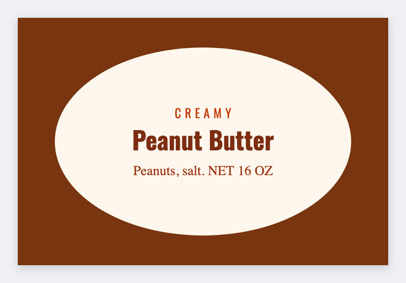 Peanut butter sample from the free label maker