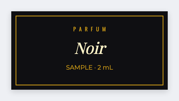 Perfume sample sample from the free label maker