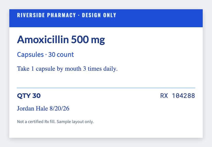 Pharmacy vial sample from the free label maker