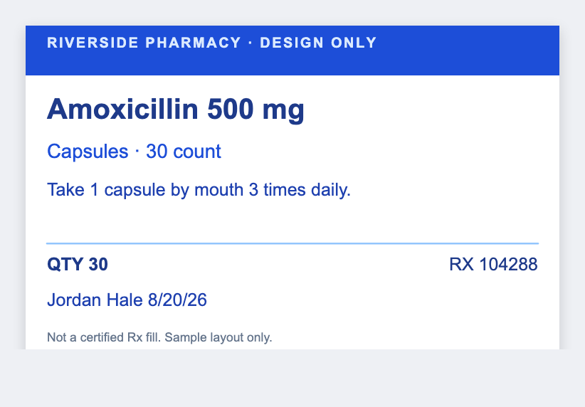 Pharmacy vial sample from the free label maker