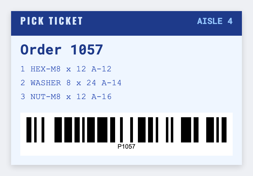 Pick ticket sample from the free label maker