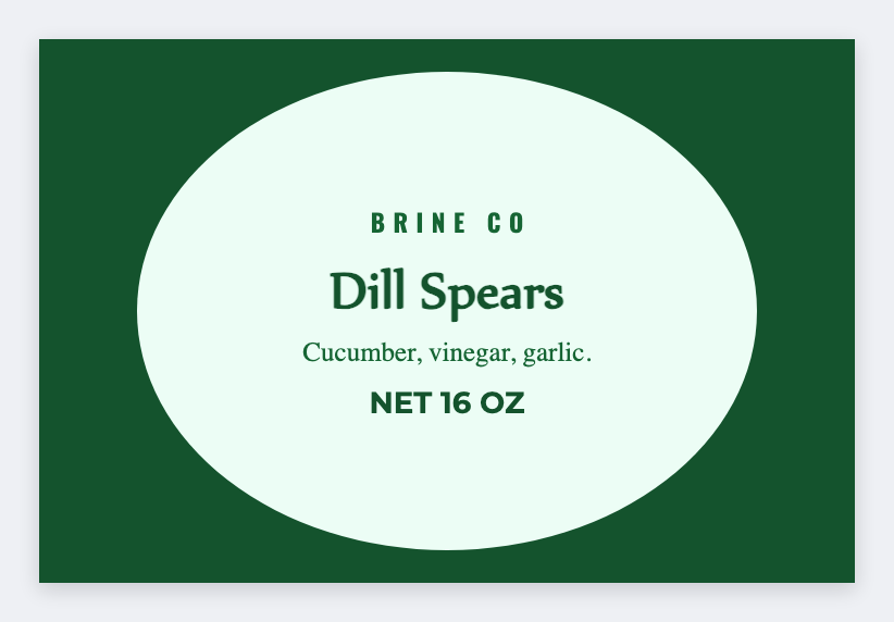 Pickle jar sample from the free label maker