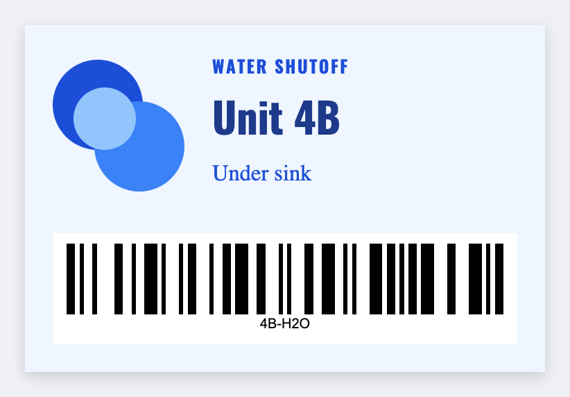 Plumber tag sample from the free label maker