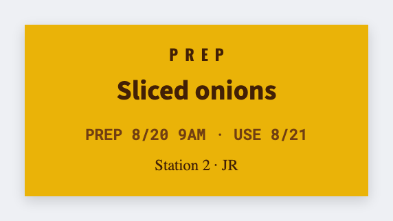 Prep date sample from the free label maker