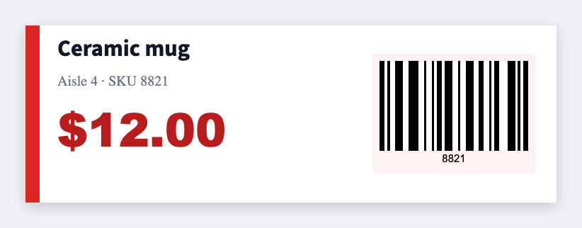 Price tag sample from the free label maker