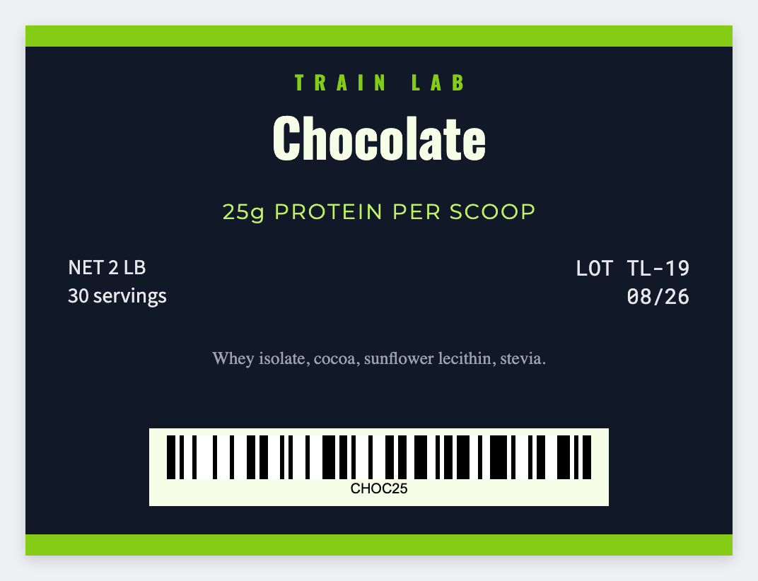 Protein powder sample from the free label maker