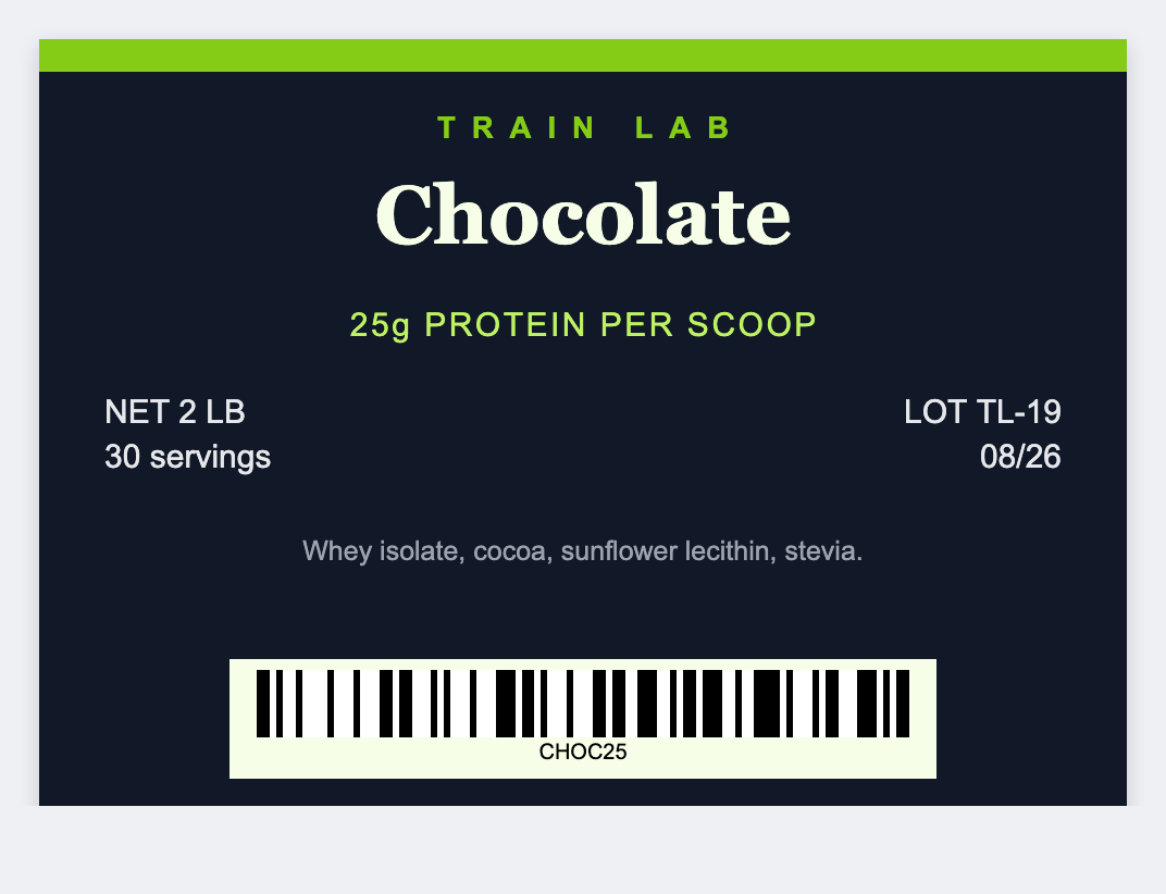 Protein powder sample from the free label maker
