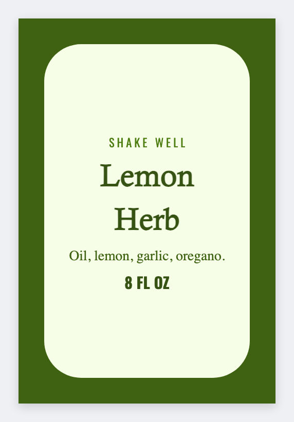 Salad dressing sample from the free label maker